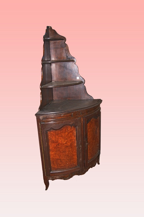Angoliera francese con alzata in legno rovere e olmo stile Provenzale del 1800