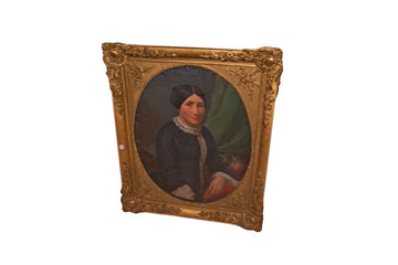 Oil on canvas "Portrait of a Noblewoman" with golden frame