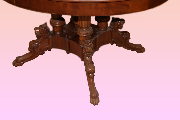 Tavolo ovalino francese del 1800 in legno di mogano stile Luigi Filippo
