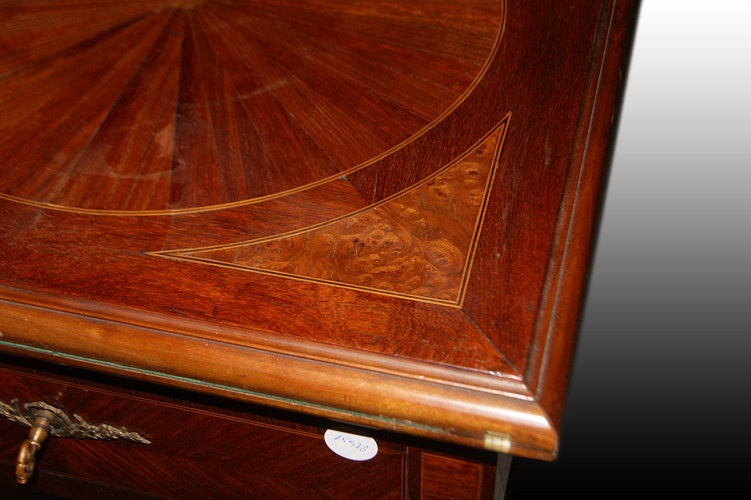 Tavolino da gioco del 1800 Stile Luigi XVI in legno di mogano con intarsi