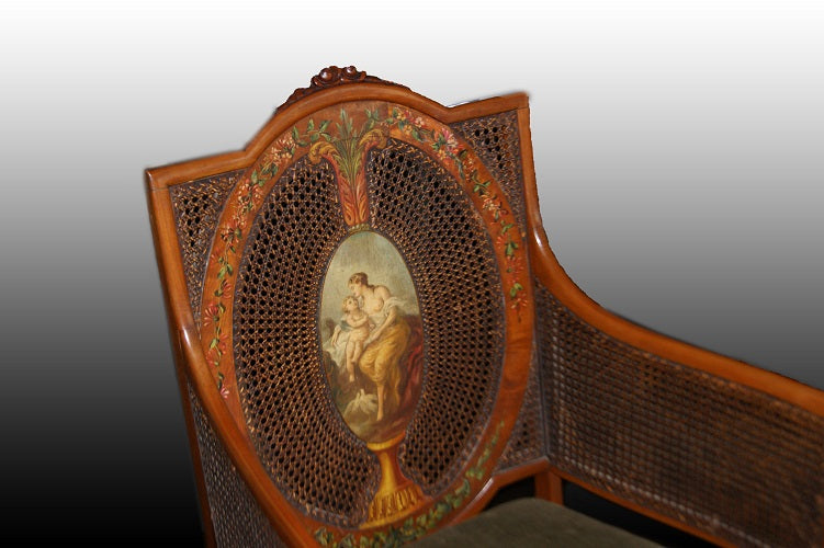 Poltrona Sheraton inglese di inizio 1800 in legno di mogano