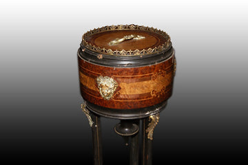 Porta piante francese del 1800 stile Napoleone III in legno ebanizzato ed intarsiato riccamente