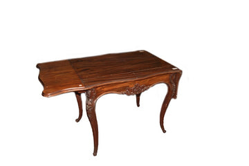 Petite Table française de style Louis Philippe en bois d'acajou avec ailes latérales
