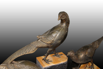 Sculpture Art Déco française du début des années 1900 en bronze représentant des Paons