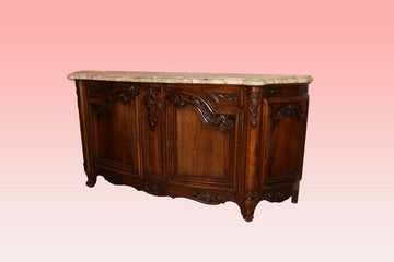 Magnificent large Provençal style sideboard from the 1800s with white veined marble top
