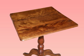 Petite Table carrée de style Régence du 19ème siècle en bois d'acajou et plume d'acajou