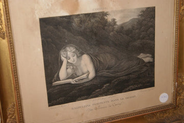 Belle petite estampe française des années 1800 représentant le nu d'une dame
