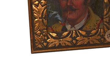 Paire de beaux petits portraits à l'huile sur panneaux de la fin des années 1800