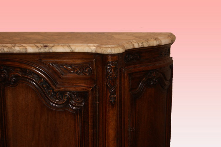 Magnifica grande credenza stile Provenzale del 1800 con piano in marmo bianco venato