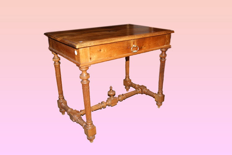 Scrittoio rustico francese del 1800 in legno di noce
