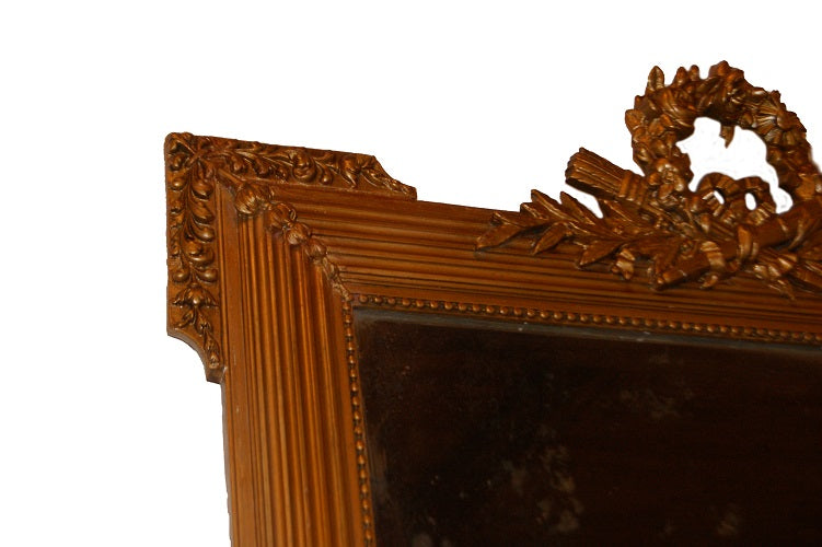 Bellissima specchiera francese stile Luigi XVI in legno dorato foglia oro