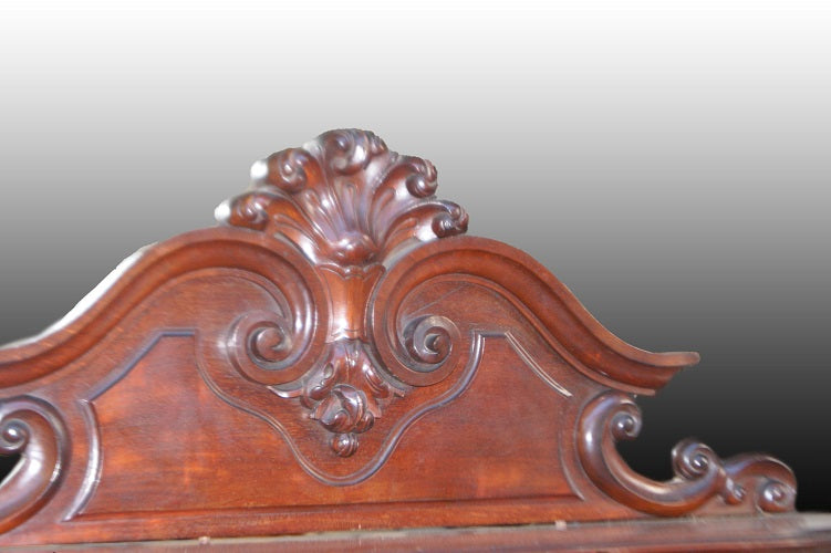 Credenza Luigi Filippo in legno di mogano a mezzaluna con alzatina