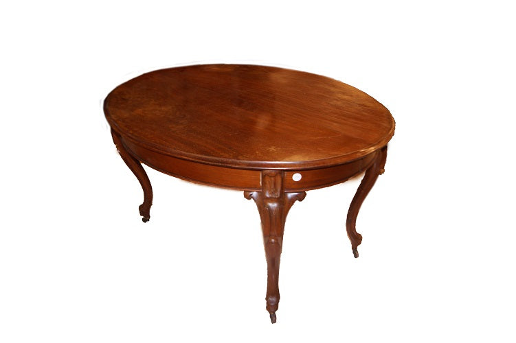 Tavolo ovalino allungabile del 1800 stile Biedermeier in legno di mogano