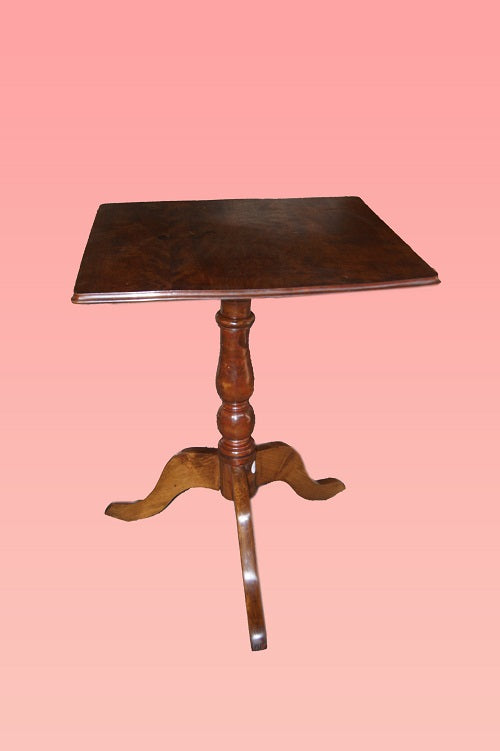 Tavolino quadrato del 1800 stile Regency in legno di mogano e piuma di mogano