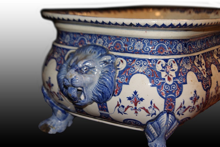 Centrotavola in ceramica inglese di gusto orientale del 1800