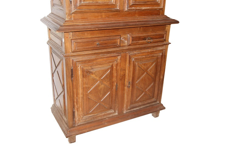 Credenza doppio corpo francese del 1700 a 4 ante con cassetti