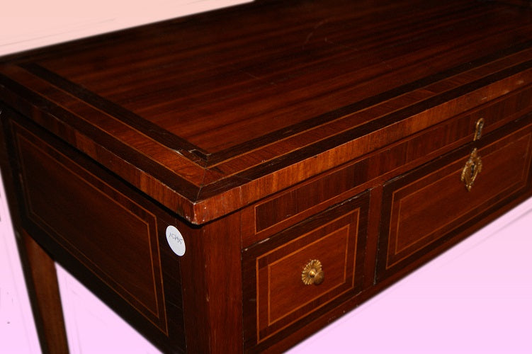 Piccolo cassettone toilette francese del 1800 stile Luigi XVI in legno di carrubo