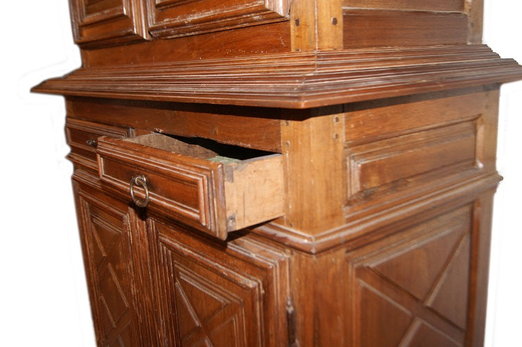 Credenza doppio corpo francese del 1700 a 4 ante con cassetti