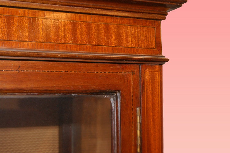 Vetrinetta vittoriana alta a due ante in legno di mogano
