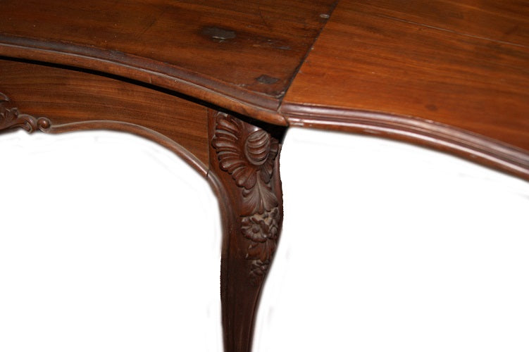 Tavolino francese stile Luigi Filippo in legno di mogano con alette laterali