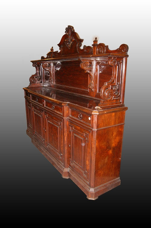 Grande servante credenza stile Luigi Filippo in piuma di mogano