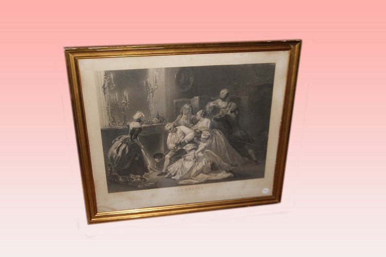 Coppia di bellissime stampe antiche francesi del 1800 con personaggi