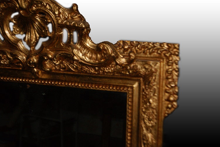 Antica Bellissima specchiera dorata francese stile Luigi XVI del 1800