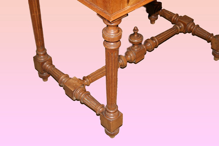 Scrittoio rustico francese del 1800 in legno di noce
