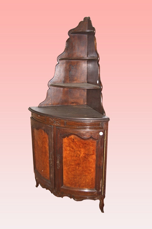Angoliera francese con alzata in legno rovere e olmo stile Provenzale del 1800