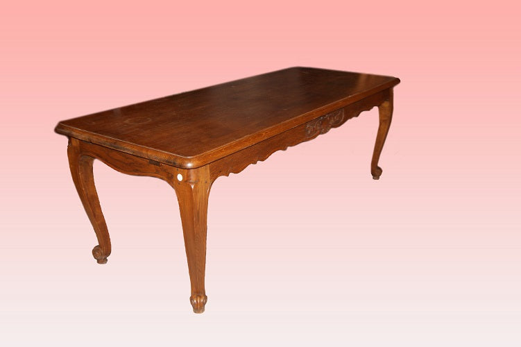 Grande tavolo francese provenzale del 1800 rettangolare con allunghe