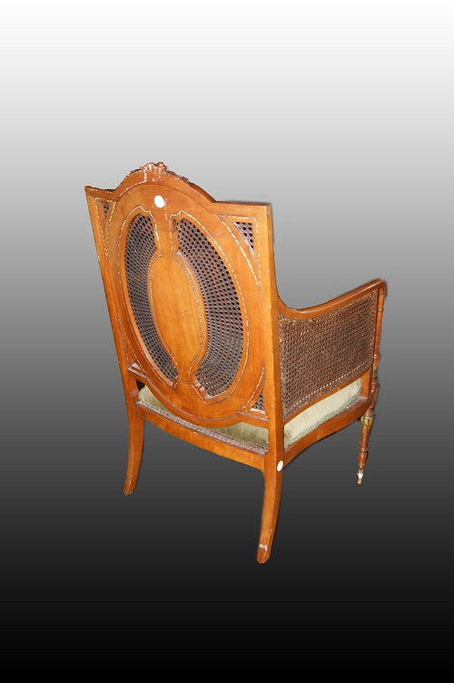 Poltrona Sheraton inglese di inizio 1800 in legno di mogano